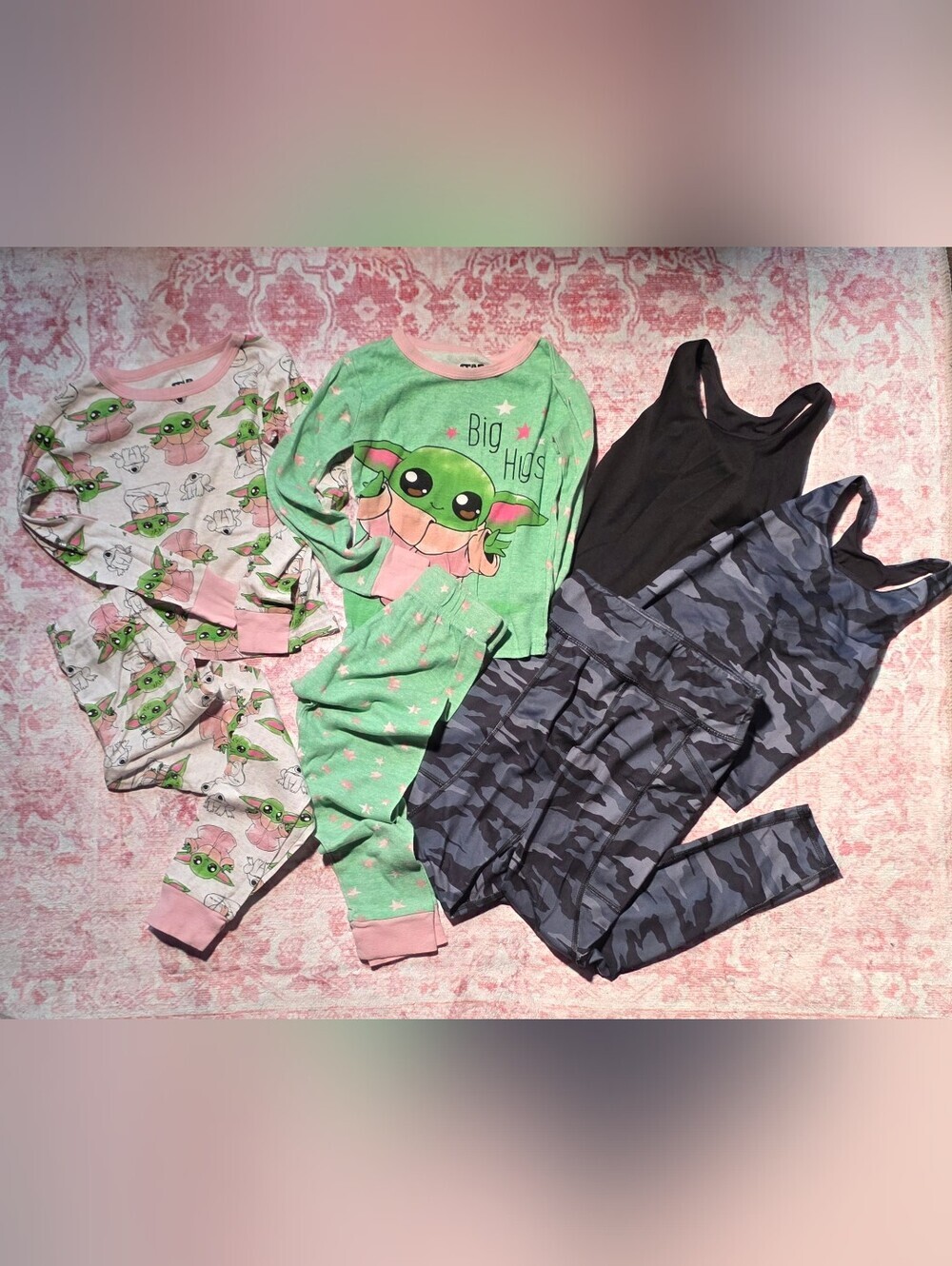 7 Items (2 PJ Sets, Gym Set 2 Shirts & 1 Top) Used
